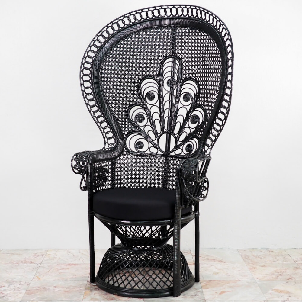 เก้าอี้หวายแท้ PISAMAI รุ่น PRINCESS CHAIR เก้าอี้นางงาม ขนาด 75*55*150 ซม. สีดำ